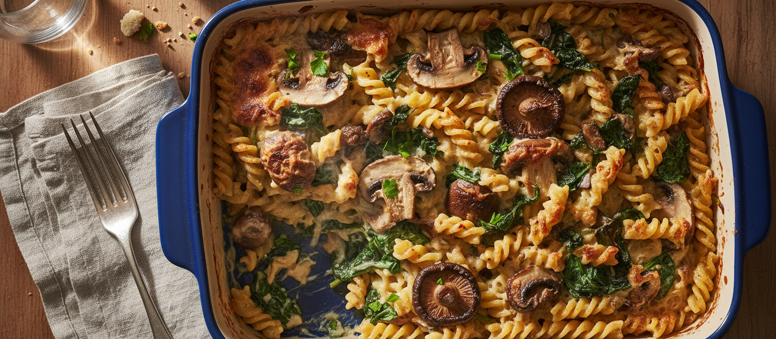 Creamy Mushroom and Spinach Pasta Bake gallery photo