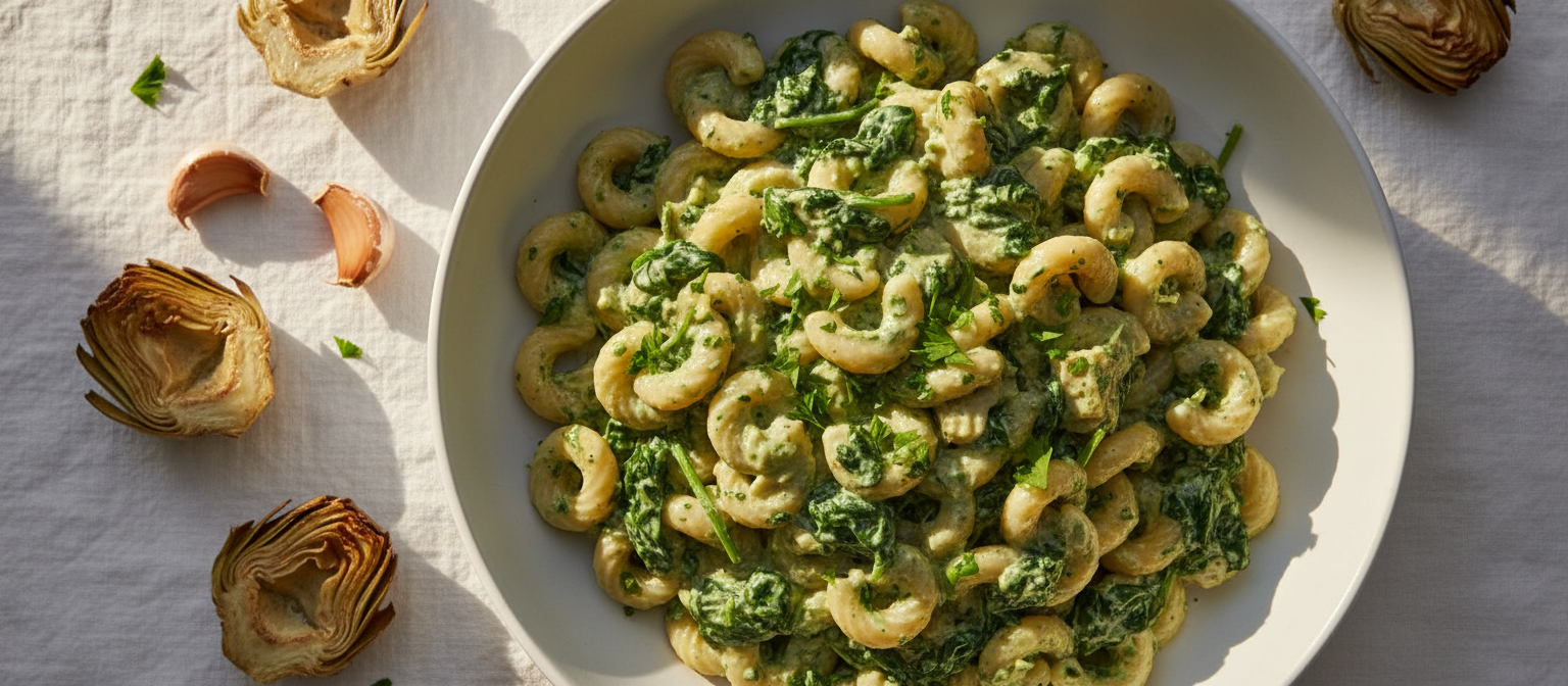 Creamy Spinach and Artichoke Pasta gallery photo