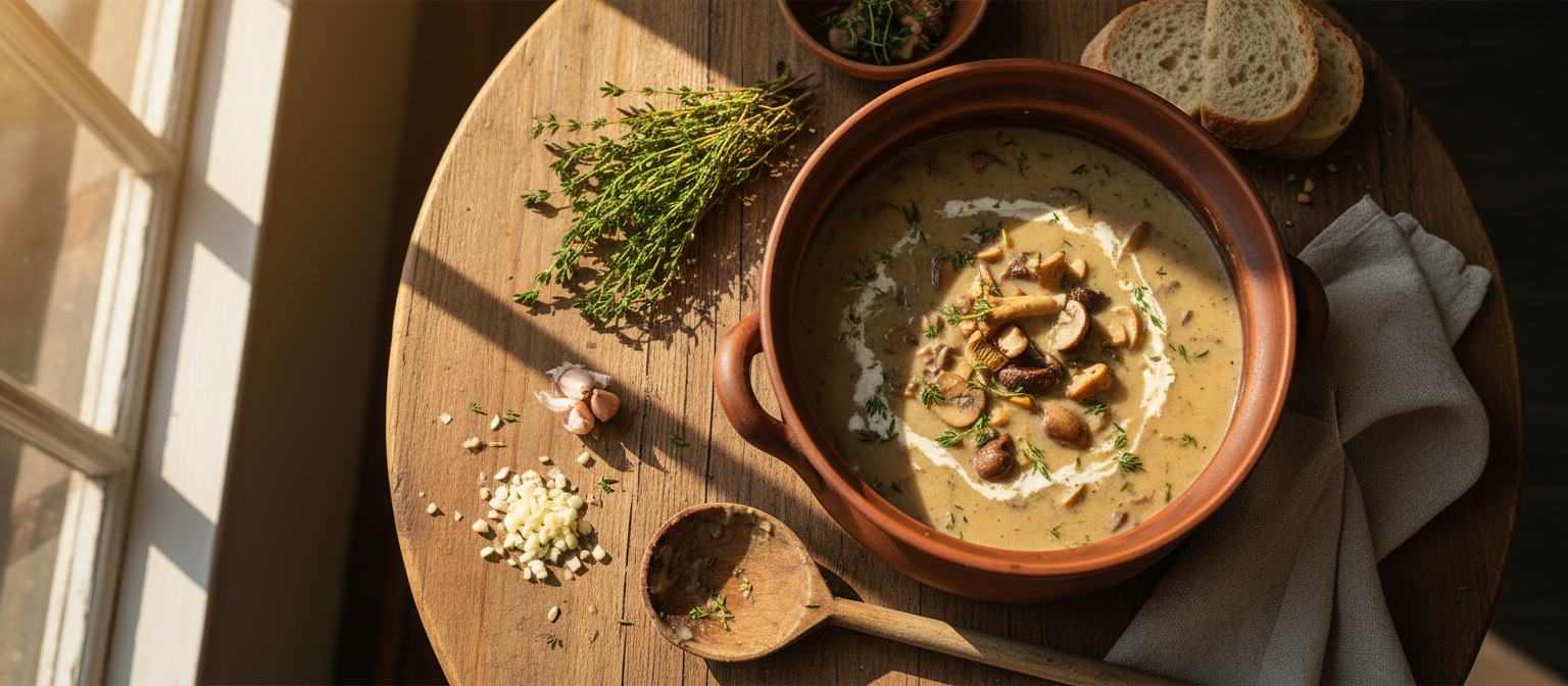 Creamy Wild Mushroom Soup with Thyme gallery photo