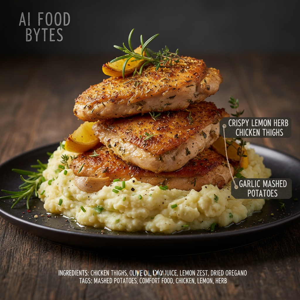 Crispy Lemon Herb Chicken Thighs with Garlic Mashed Potatoes gallery photo