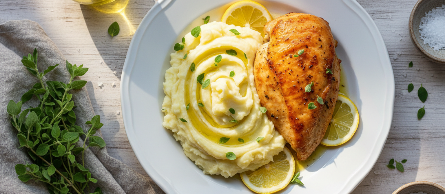 Crispy Lemon Herb Chicken with Garlic Mashed Potatoes gallery photo