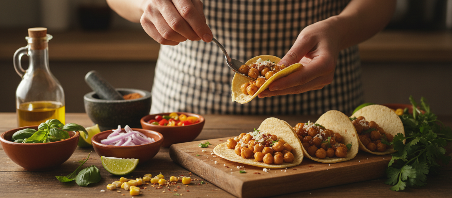 Crispy Roasted Chickpea Tacos with Avocado Cream gallery photo