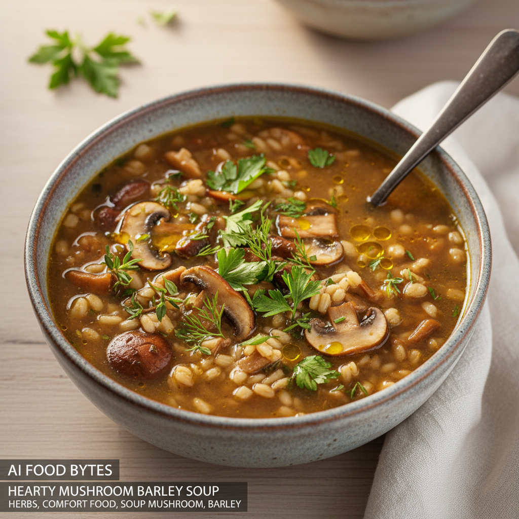Hearty Mushroom Barley Soup with Fresh Herbs gallery photo