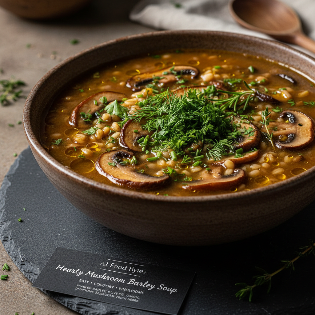 Hearty Mushroom Barley Soup with Fresh Herbs gallery photo
