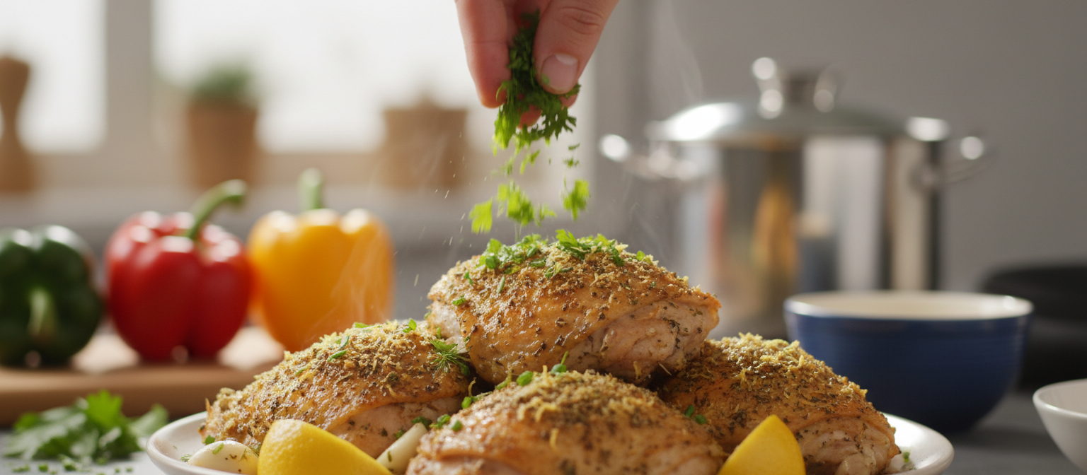 Herb-Crusted Lemon Garlic Chicken Thighs gallery photo