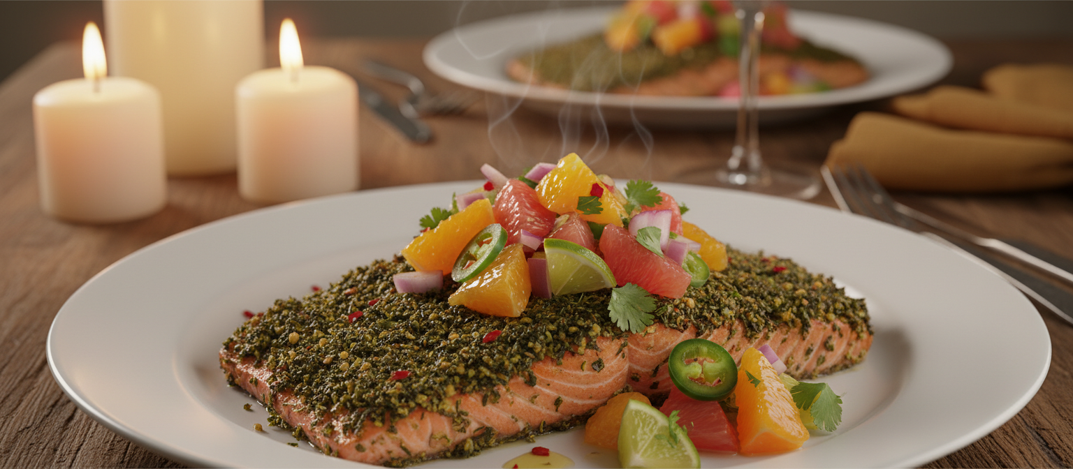 Herb-Crusted Salmon with Citrus Salsa gallery photo