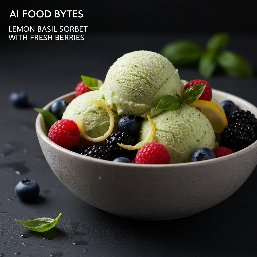 Lemon Basil Sorbet with Fresh Berries gallery photo