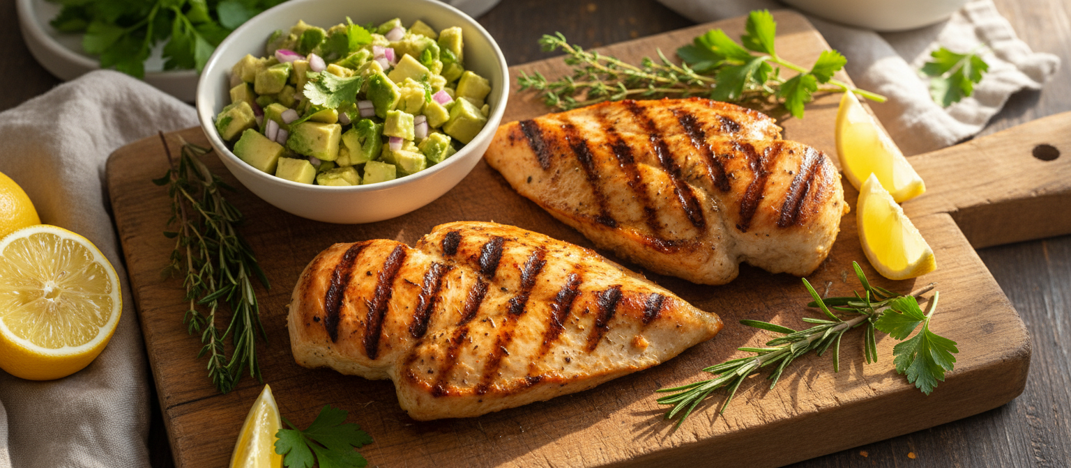 Lemon Herb Grilled Chicken with Avocado Salsa gallery photo