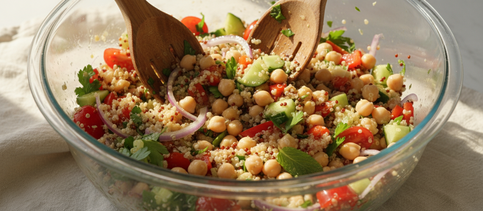 Mediterranean Chickpea and Quinoa Salad with Feta Dressing gallery photo