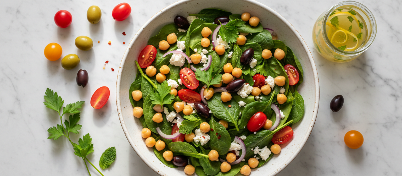 Mediterranean Spinach and Chickpea Salad gallery photo