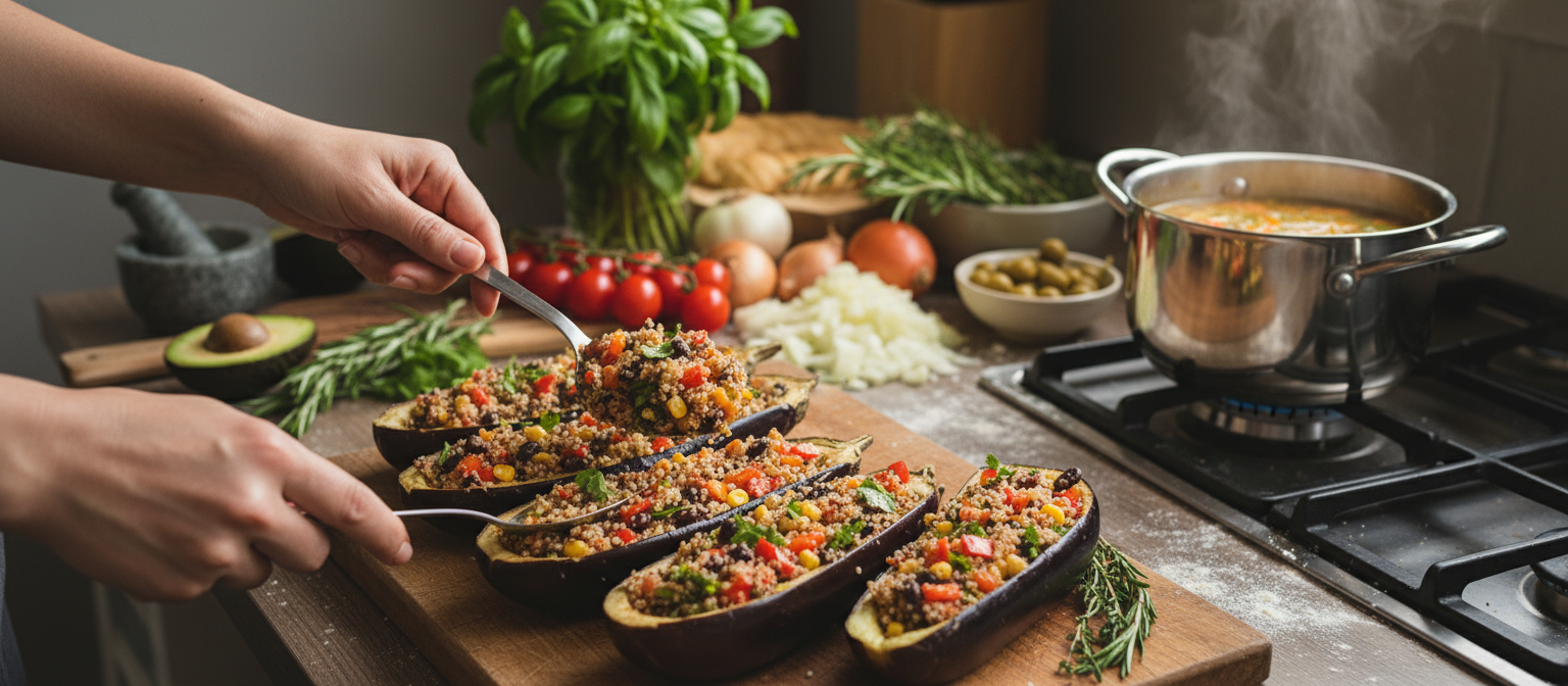 Mediterranean Stuffed Eggplant Boats gallery photo