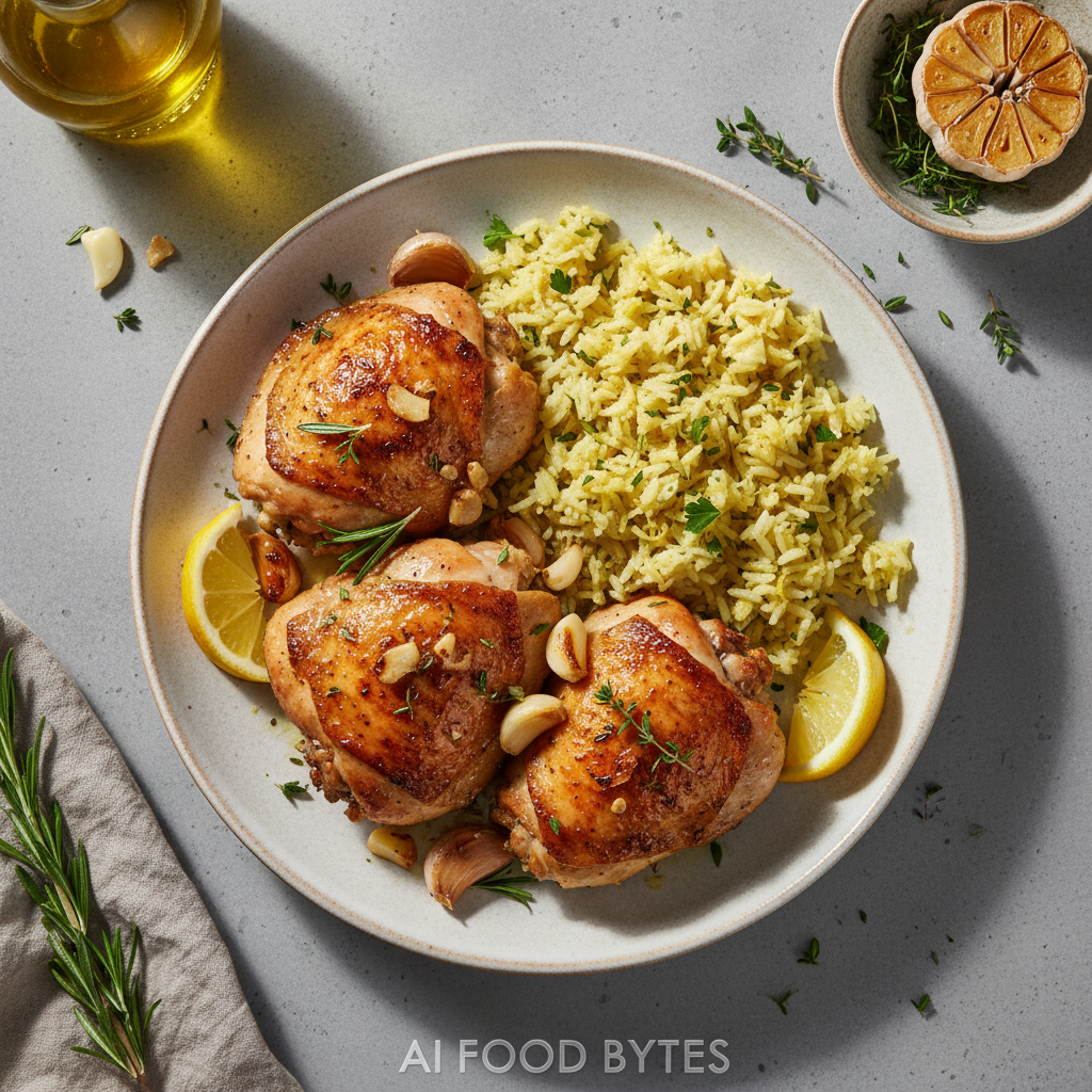 Roasted Garlic and Herb Chicken Thighs with Lemon Rice gallery photo