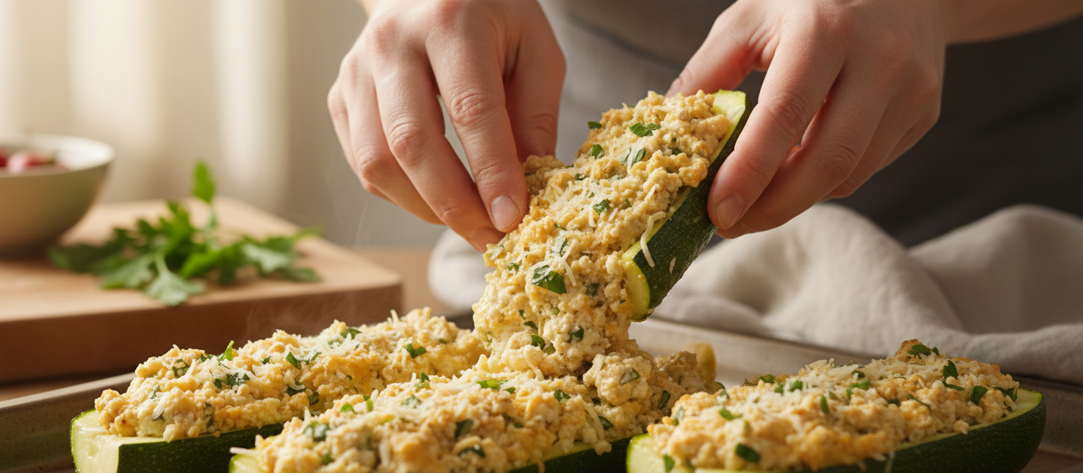 Savory Herb and Cheese Stuffed Zucchini Boats gallery photo