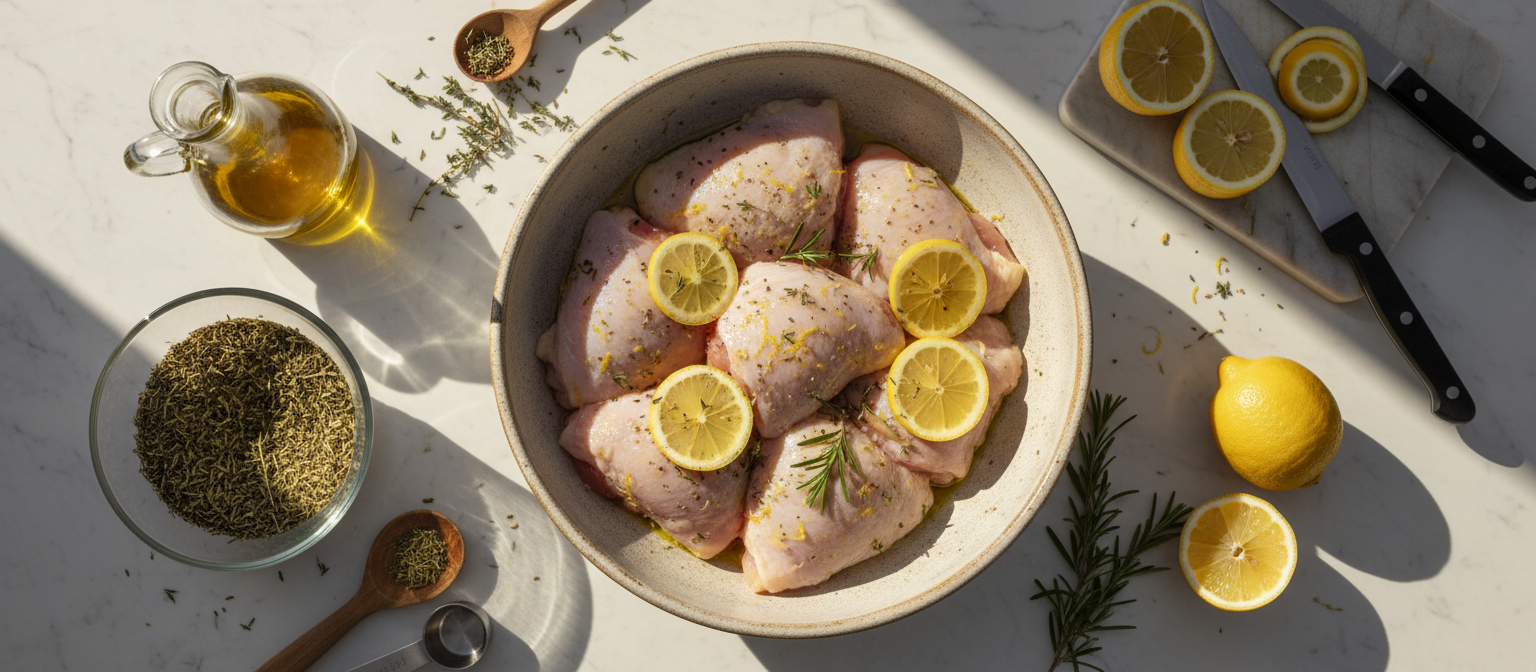 Savory Herb-Infused Chicken Thighs with Lemon Garlic Sauce gallery photo