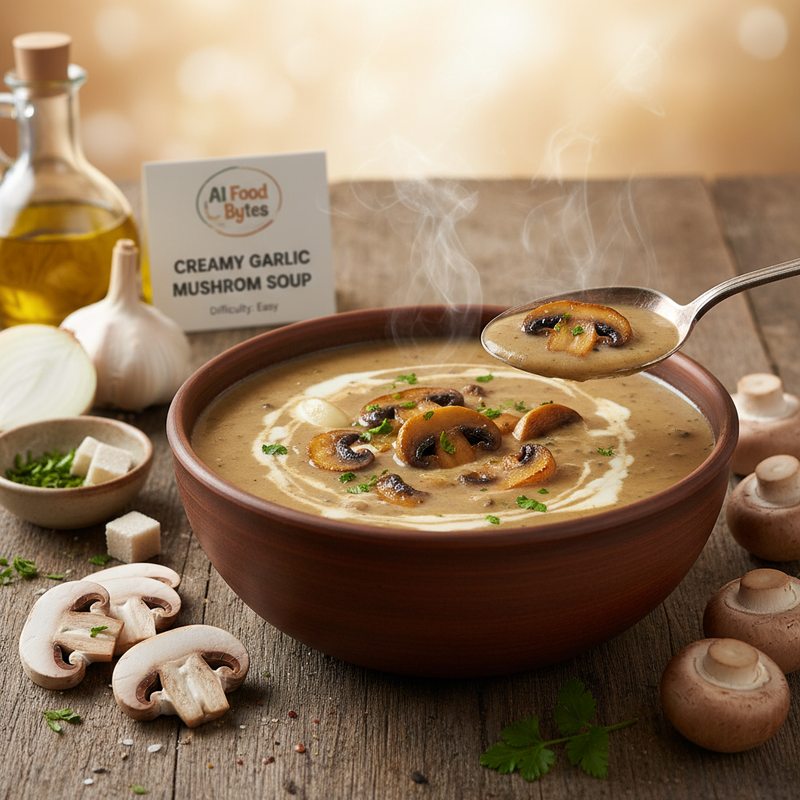 Creamy Garlic Mushroom Soup hero image