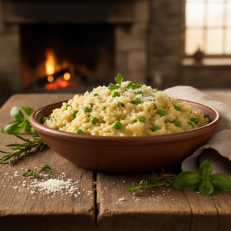 Creamy Garlic Parmesan Risotto with Peas hero image