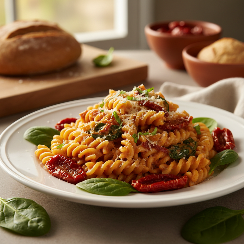 Creamy Sun-Dried Tomato and Spinach Pasta hero image