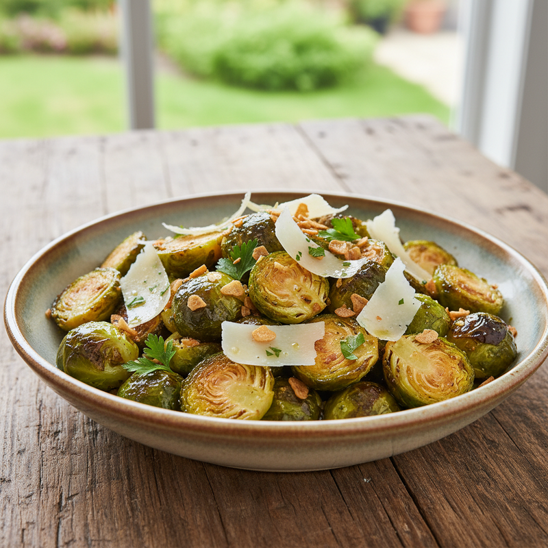 Crispy Garlic Parmesan Brussels Sprouts Salad hero image