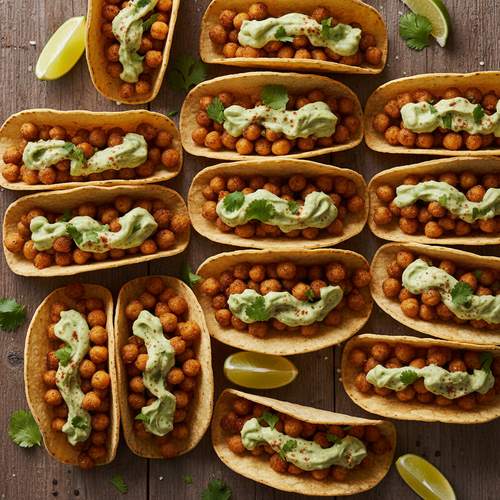 Crispy Roasted Chickpea Tacos with Avocado Cream preview