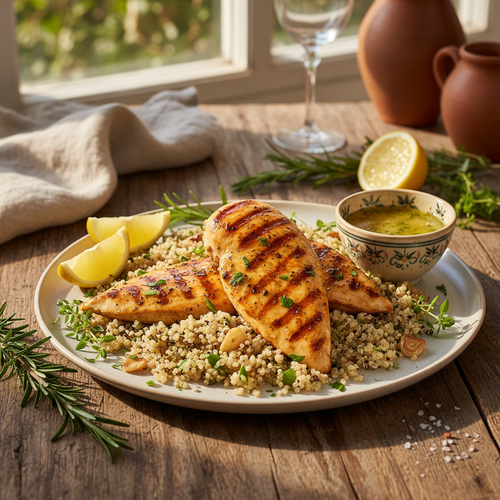 Grilled Lemon Herb Chicken with Garlic Quinoa preview