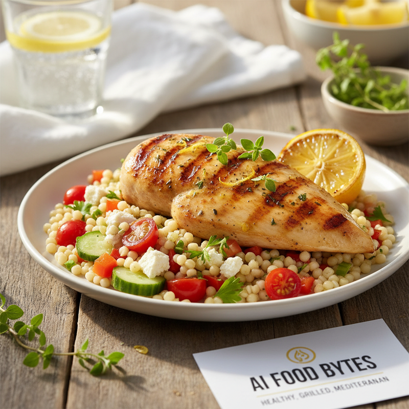 Grilled Lemon Herb Chicken with Mediterranean Couscous hero image
