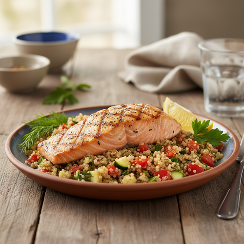 Grilled Lemon Herb Salmon with Quinoa Pilaf preview