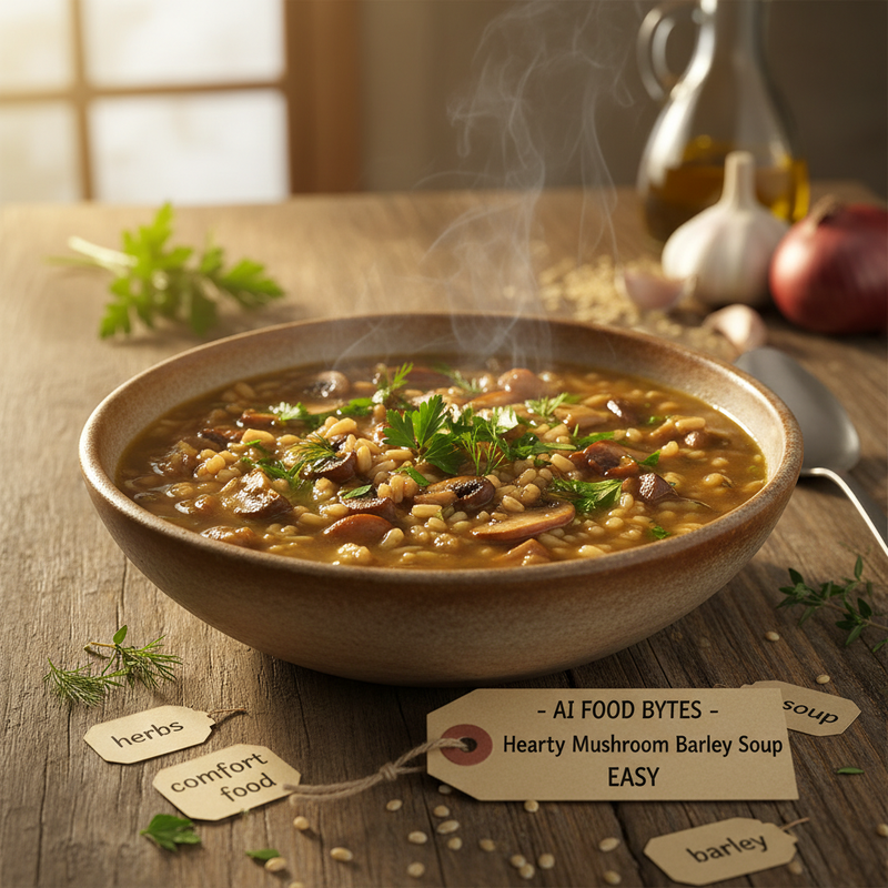 Hearty Mushroom Barley Soup with Fresh Herbs hero image