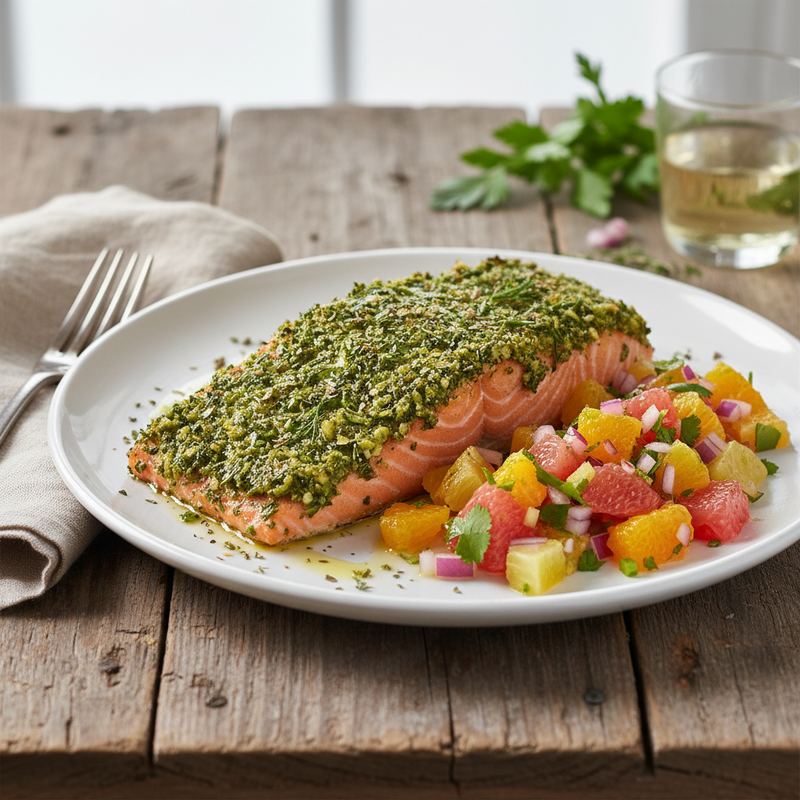 Herb-Crusted Salmon with Citrus Salsa hero image