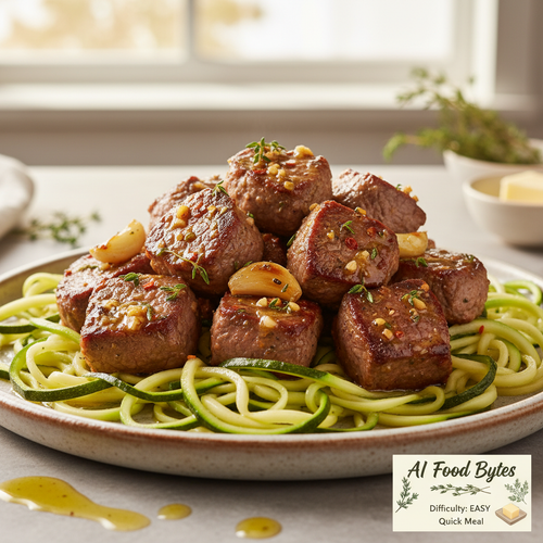 Herbed Garlic Butter Steak Bites with Zucchini Noodles preview