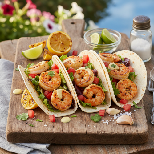 Lemony Garlic Grilled Shrimp Tacos preview