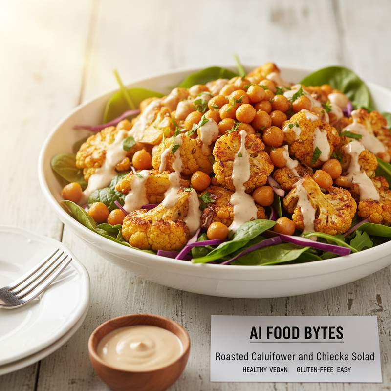 Roasted Cauliflower and Chickpea Salad with Tahini Dressing hero image