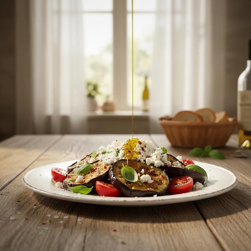 Roasted Eggplant and Tomato Salad with Feta hero image