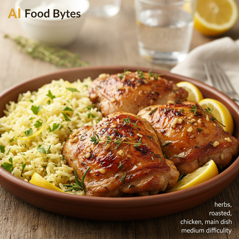 Roasted Garlic and Herb Chicken Thighs with Lemon Rice hero image