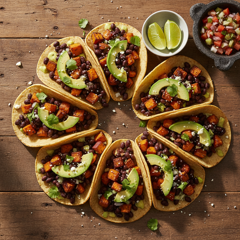 Roasted Sweet Potato and Black Bean Tacos hero image