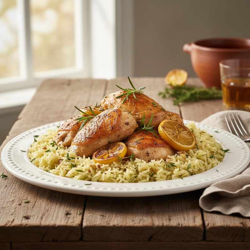 Savory Herb-Roasted Chicken with Lemon Garlic Rice hero image