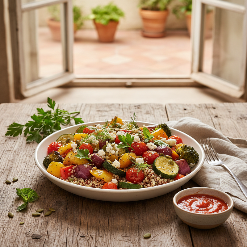 Savory Quinoa and Roasted Vegetable Bowl hero image