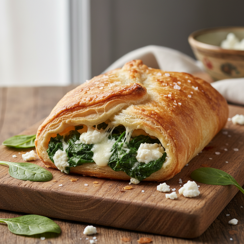 Savory Spinach and Cheese Stuffed Puff Pastry hero image