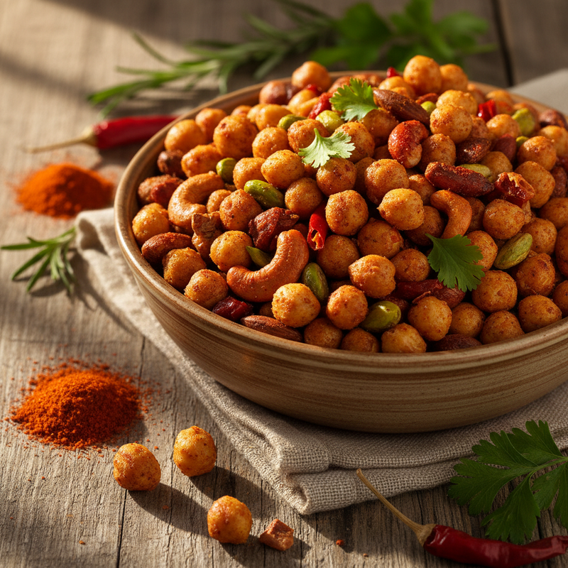 Spicy Roasted Chickpea Snack Mix with Nuts hero image