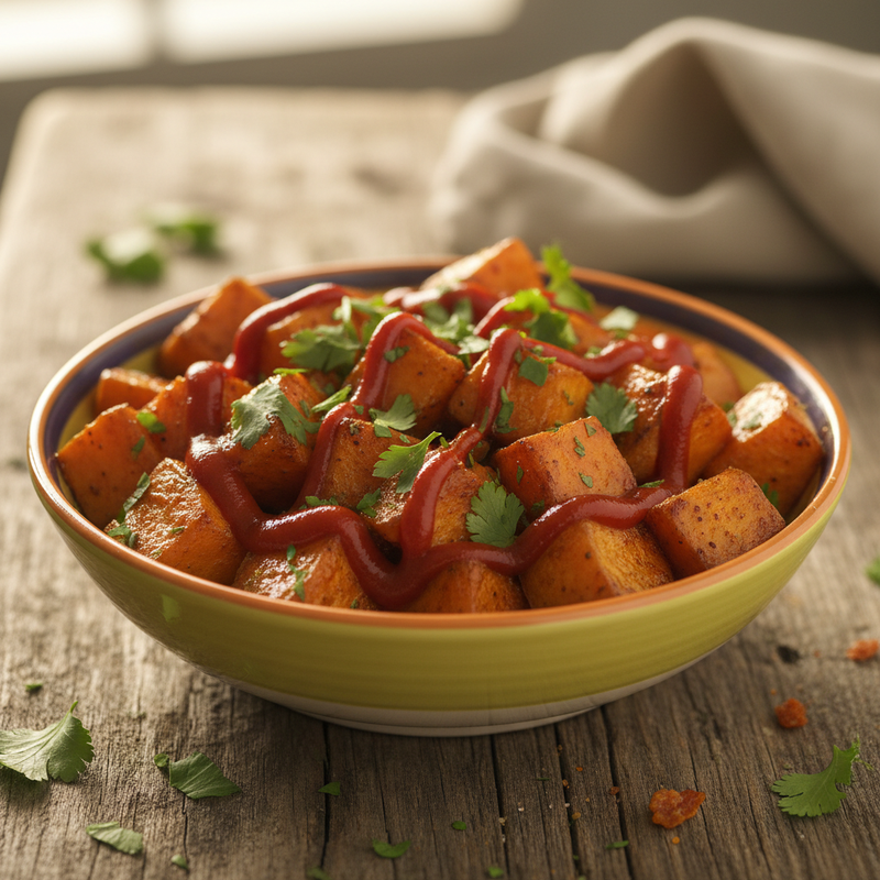 Spicy Sriracha Roasted Sweet Potatoes hero image