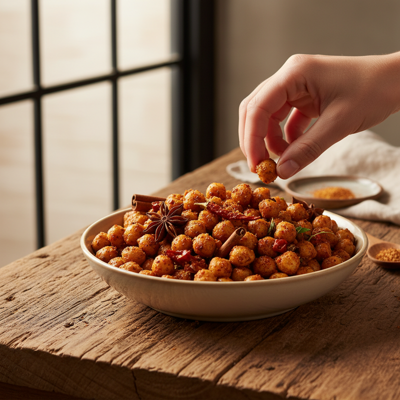 Sweet and Spicy Roasted Chickpea Snack hero image
