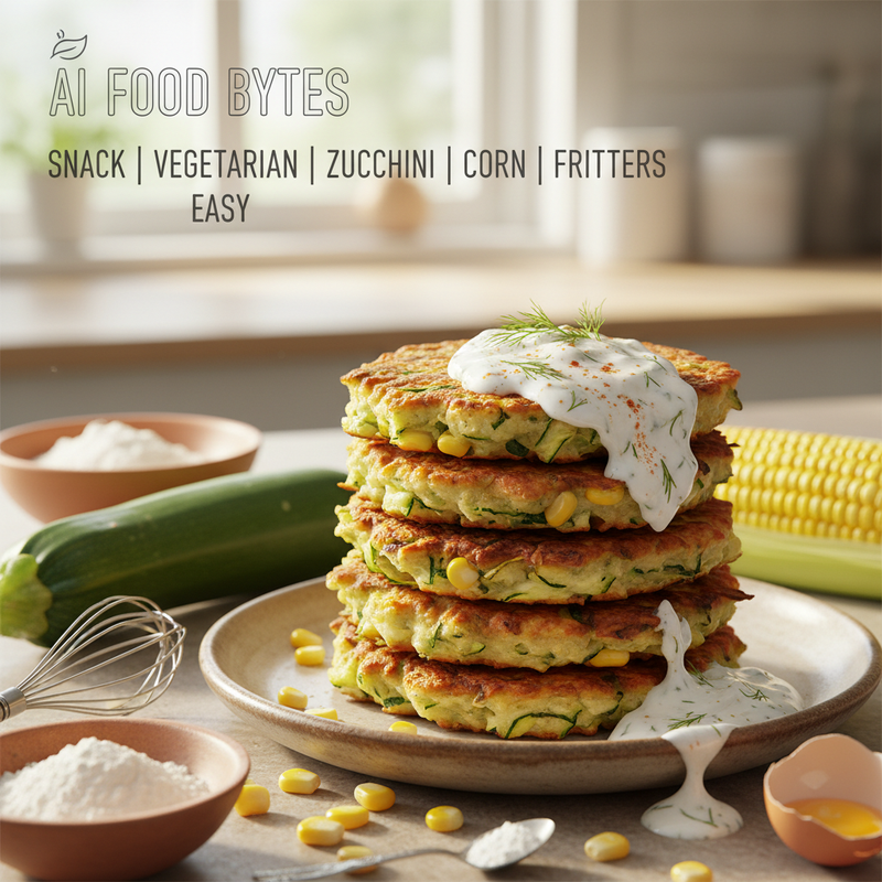 Zucchini and Corn Fritter Stack hero image